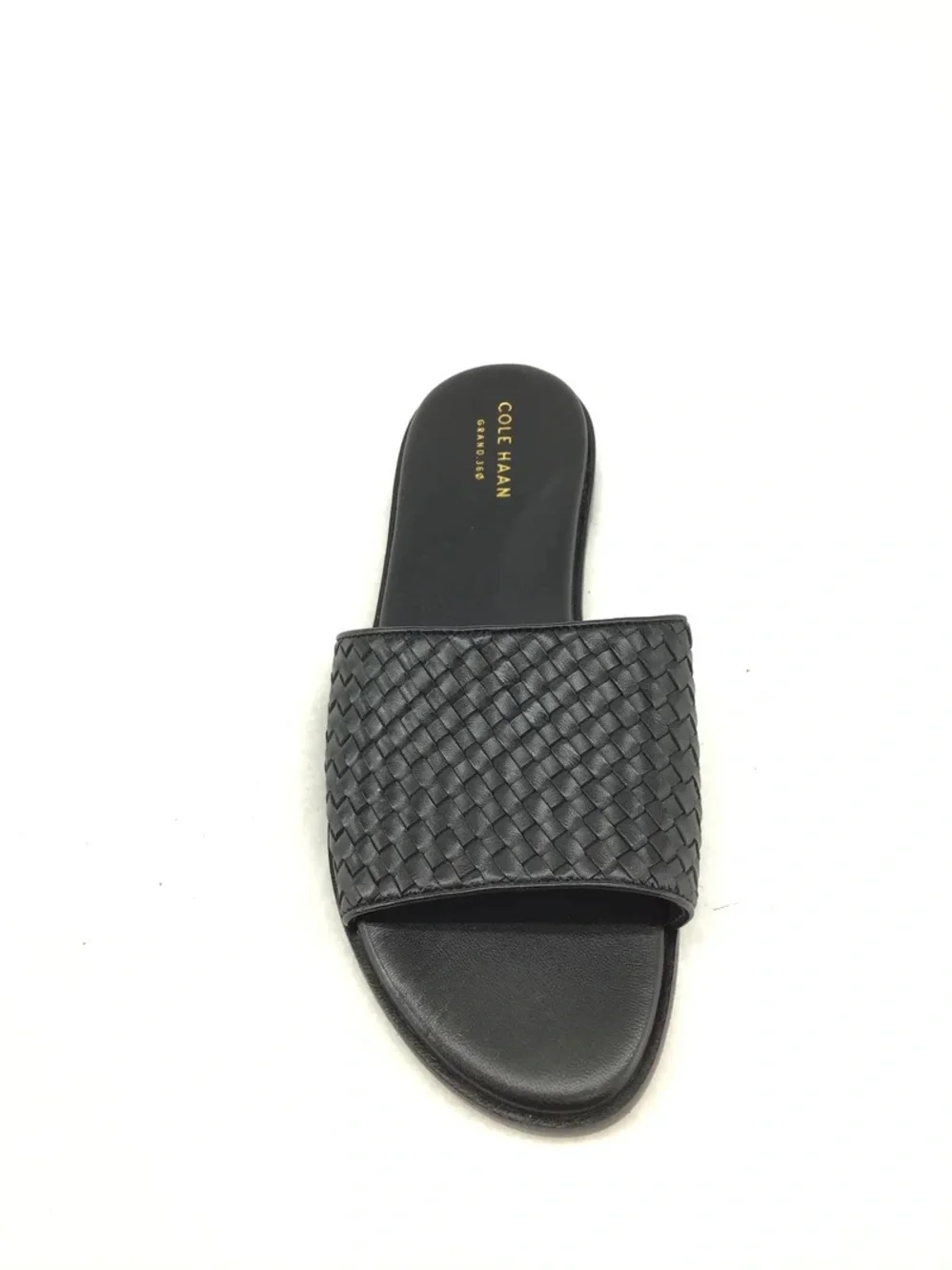 Cole Haan Black Woven Leather Slide Sandals